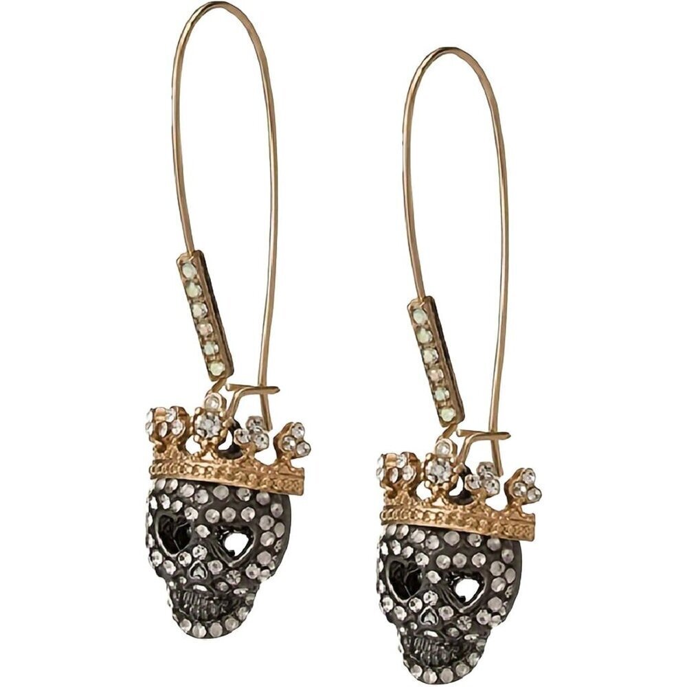 Gothic Skeleton Earrings Rhinestone Dangle Metal Halloween Costume Accessory